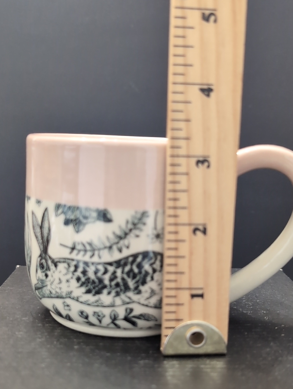 L.Dyck Pink/White Pottery Mug Features A Rabbit/Florals. - Picture 8 of 8